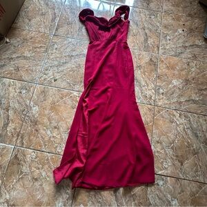 Dress the Population Red Melania Off the Shoulder gown